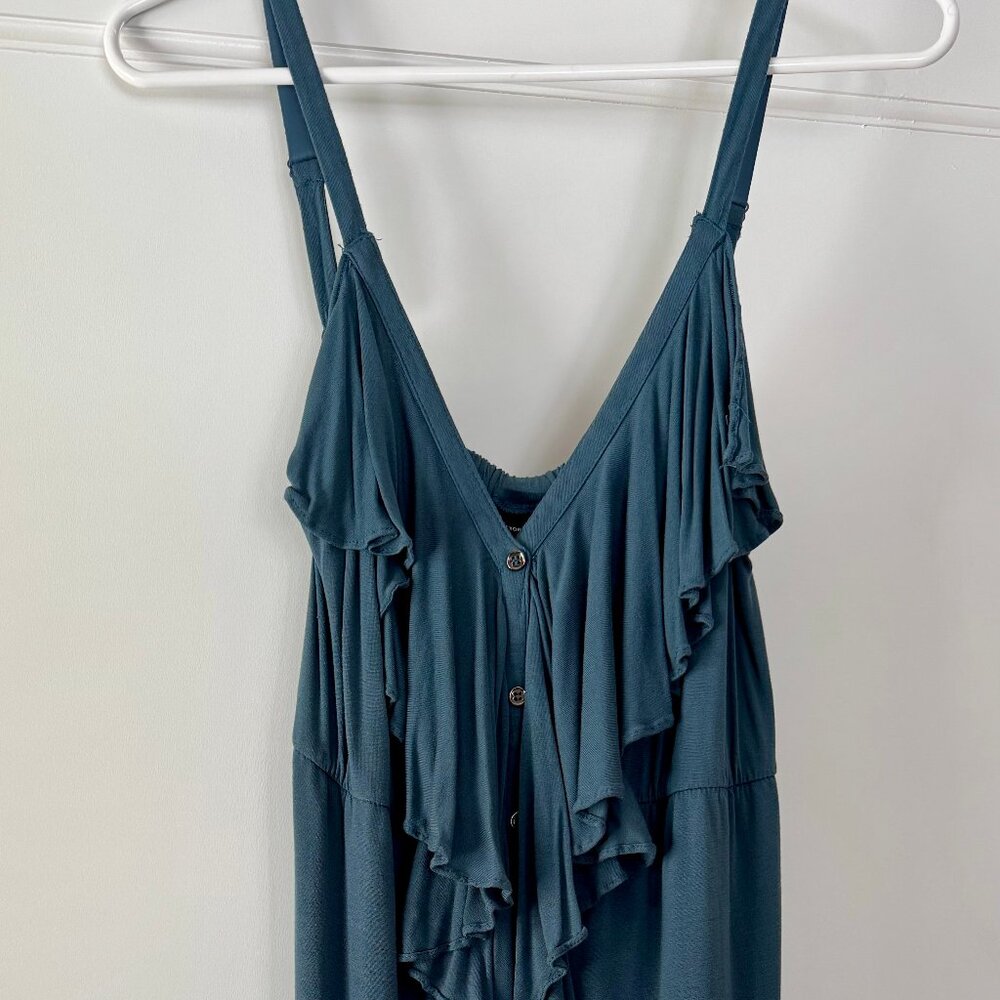 New York & Company Blue‎ Ruffle Dress Sleeveless Mini Sundress